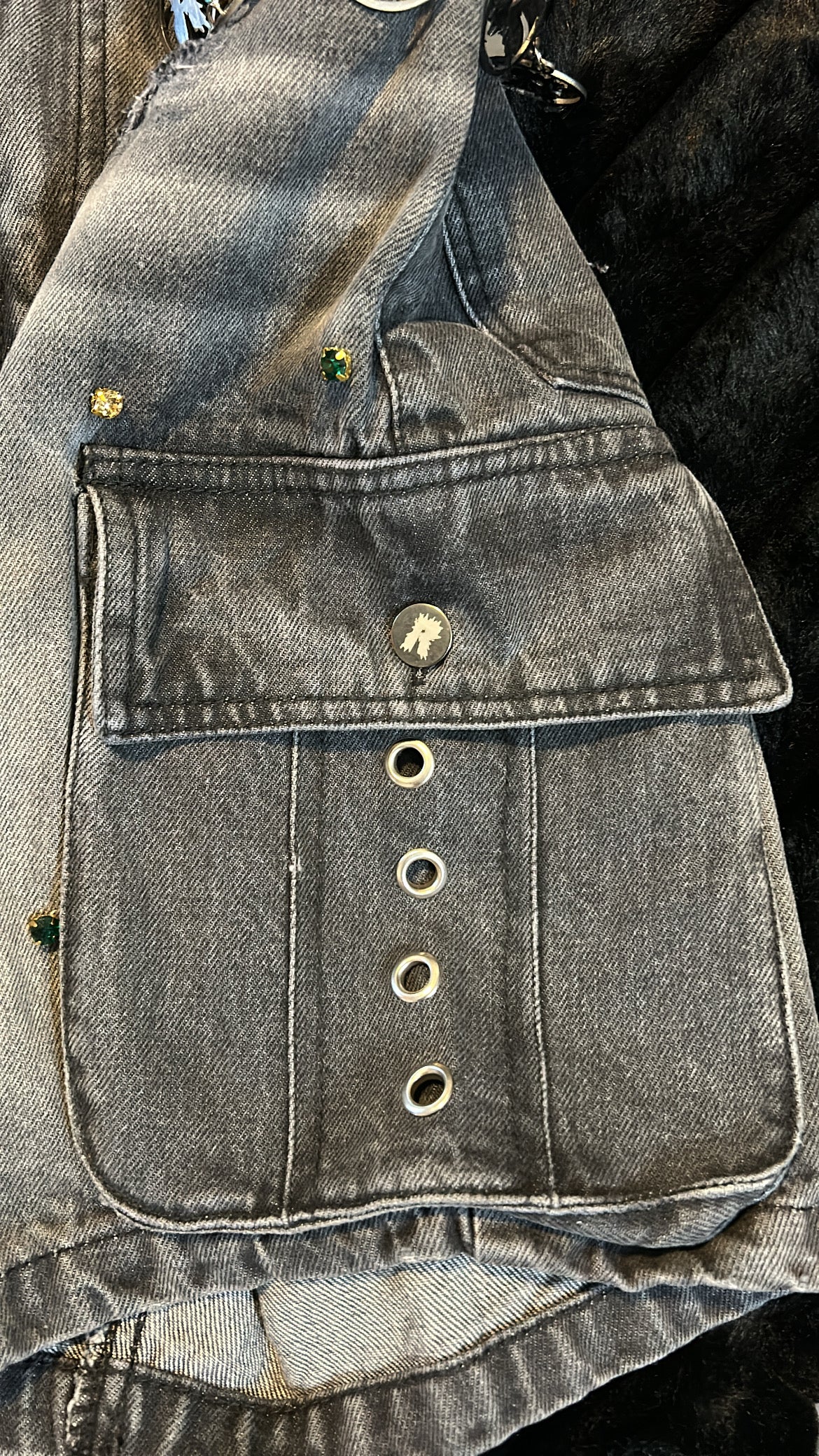 Grey Rhinestone Jorts