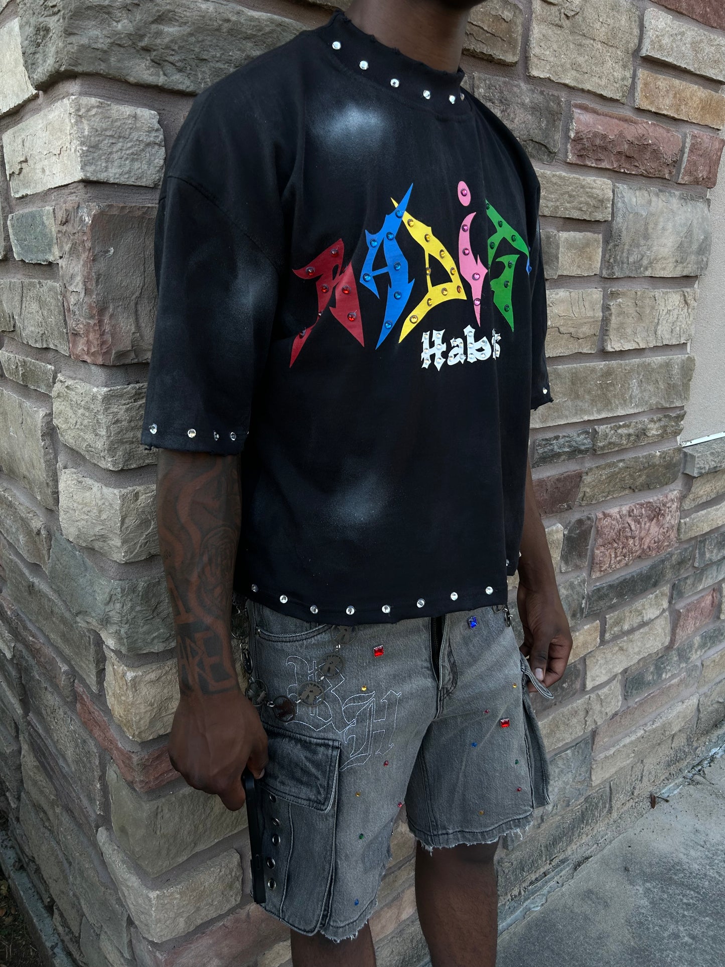 Boxy Black Stone Shirt