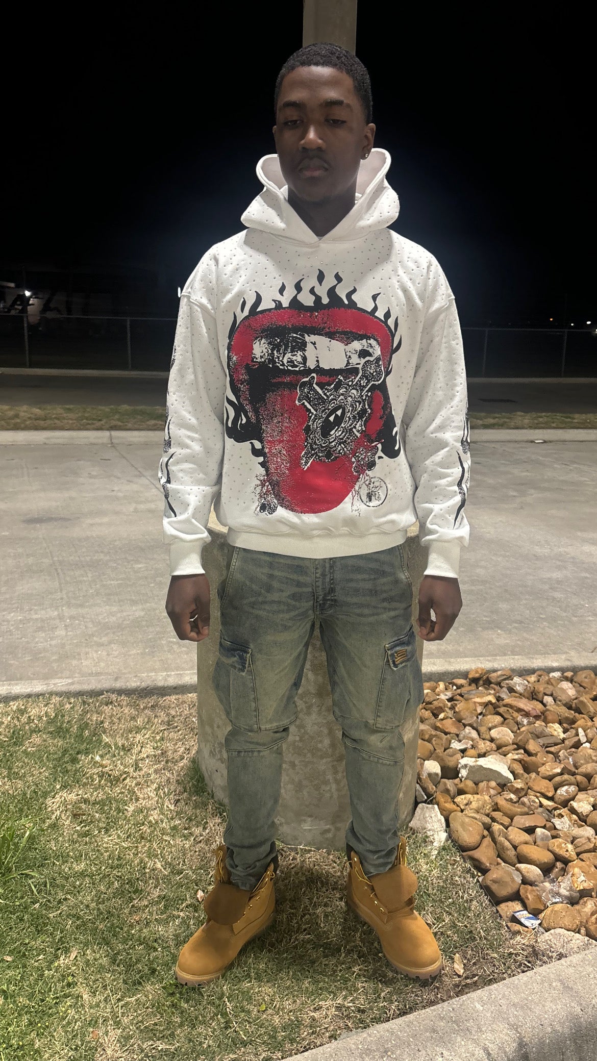 White Rhinestone Hoodie