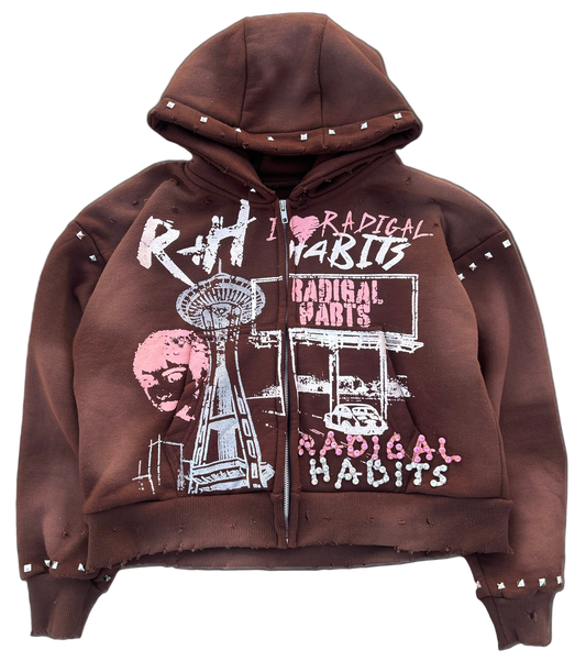 Brown zip up