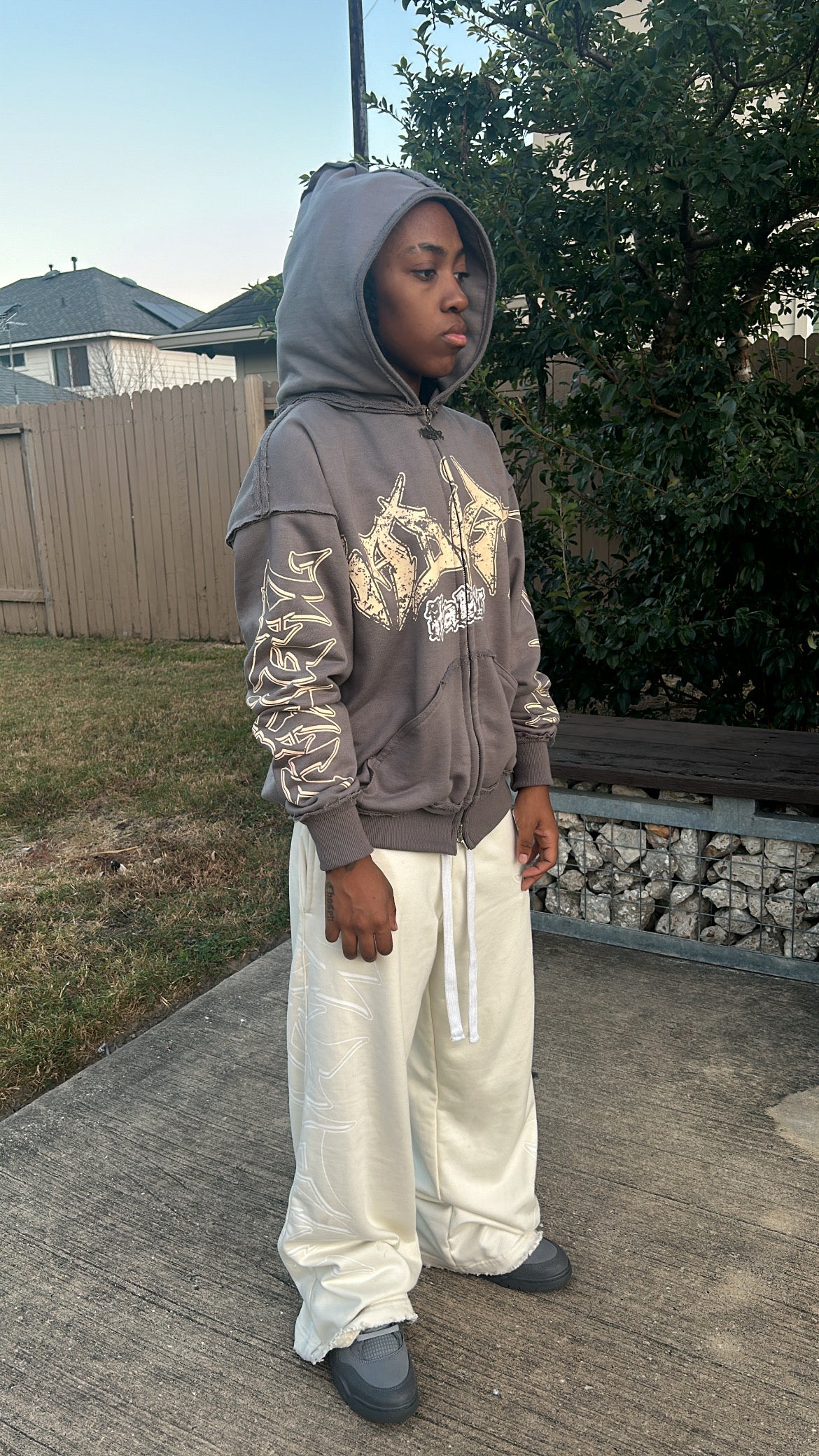 Grey Distressed Zip up
