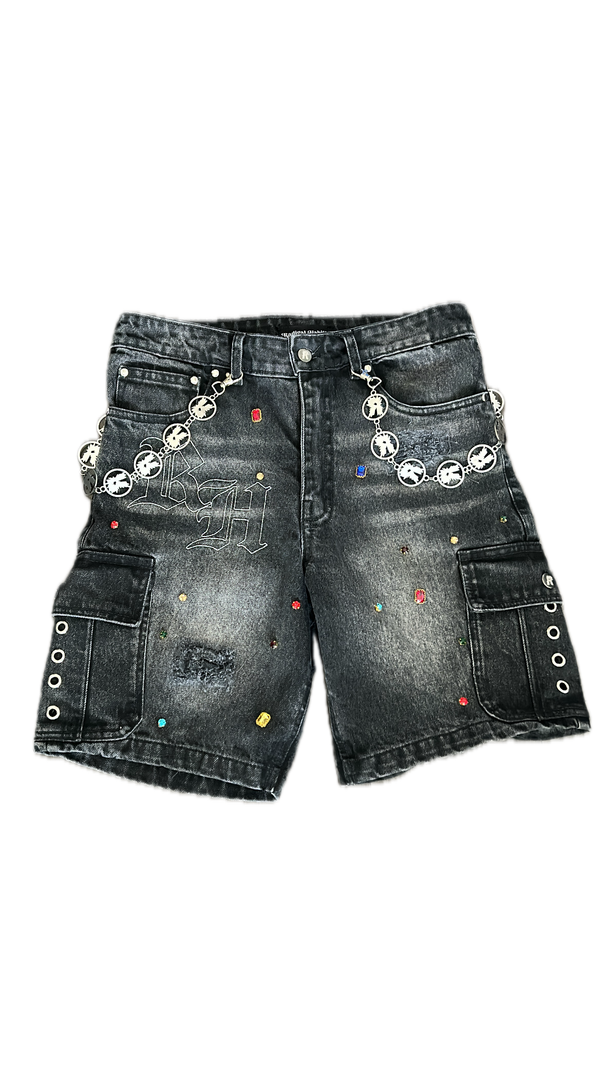 Black Rhinestone Jorts
