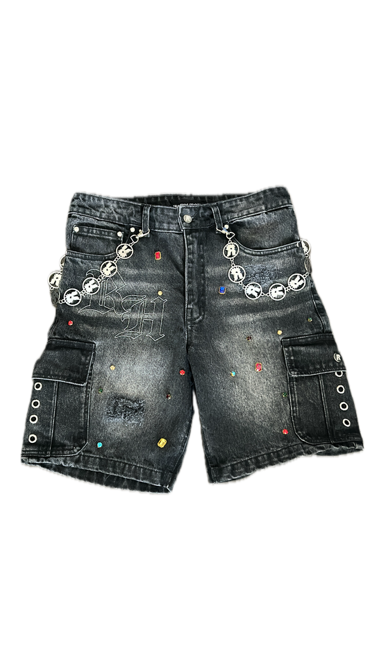 Black Rhinestone Jorts