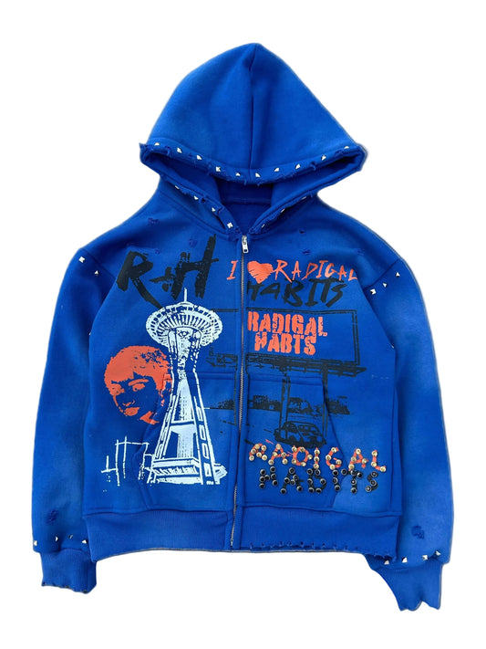 Blue zip up