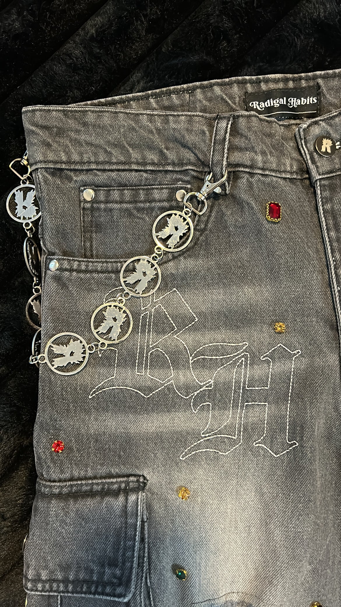 Grey Rhinestone Jorts