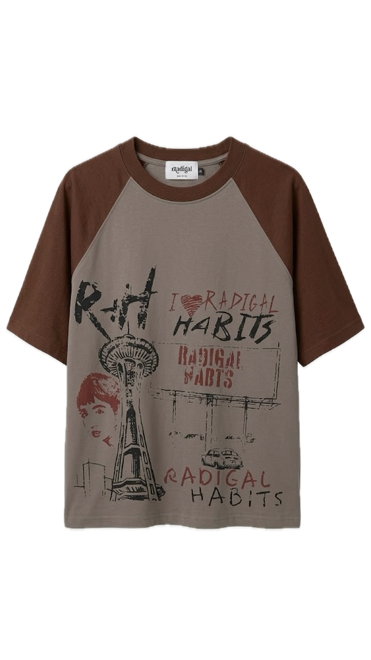 GREY AND BROWN CITY TEE