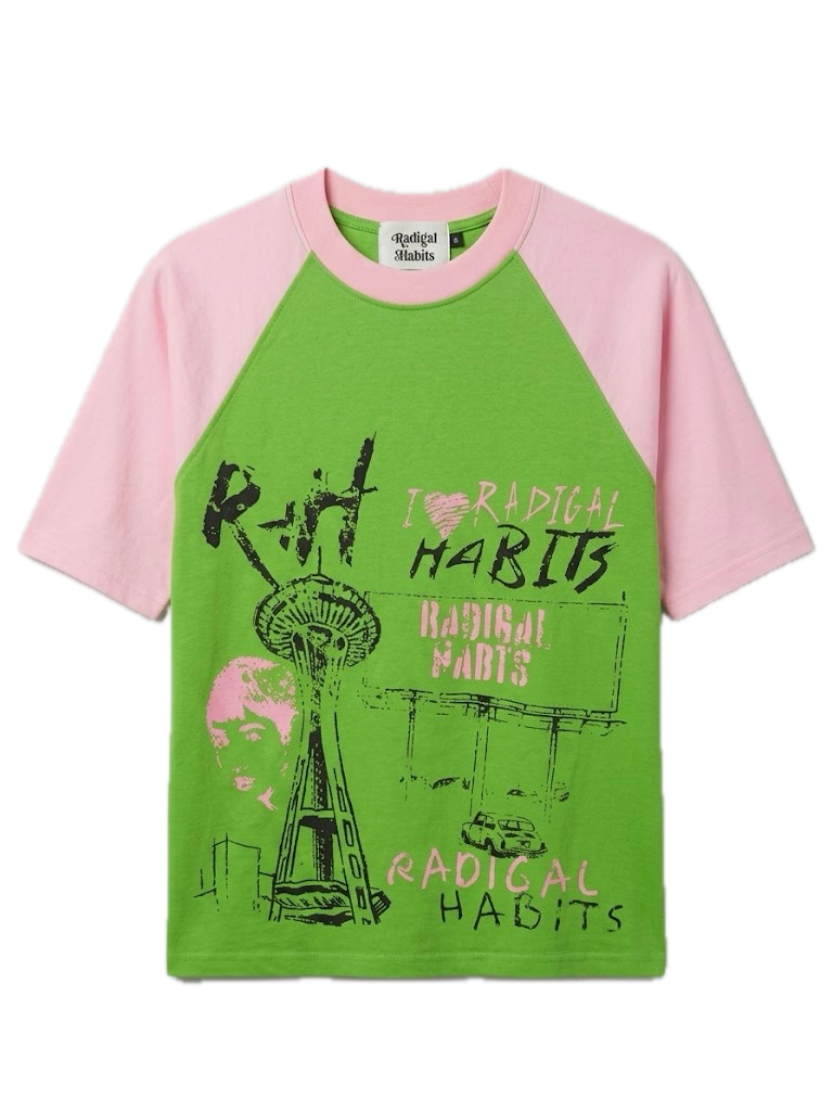 PINK AND GREEN CITY TEE