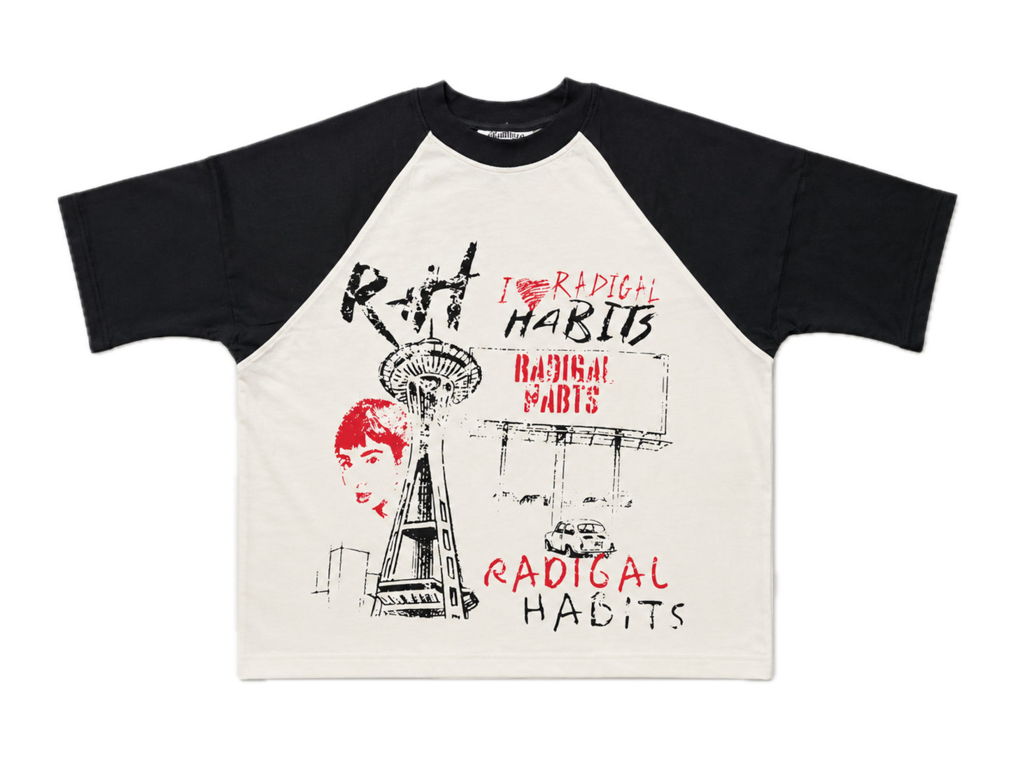 CREAM AND BLACK CITY TEE