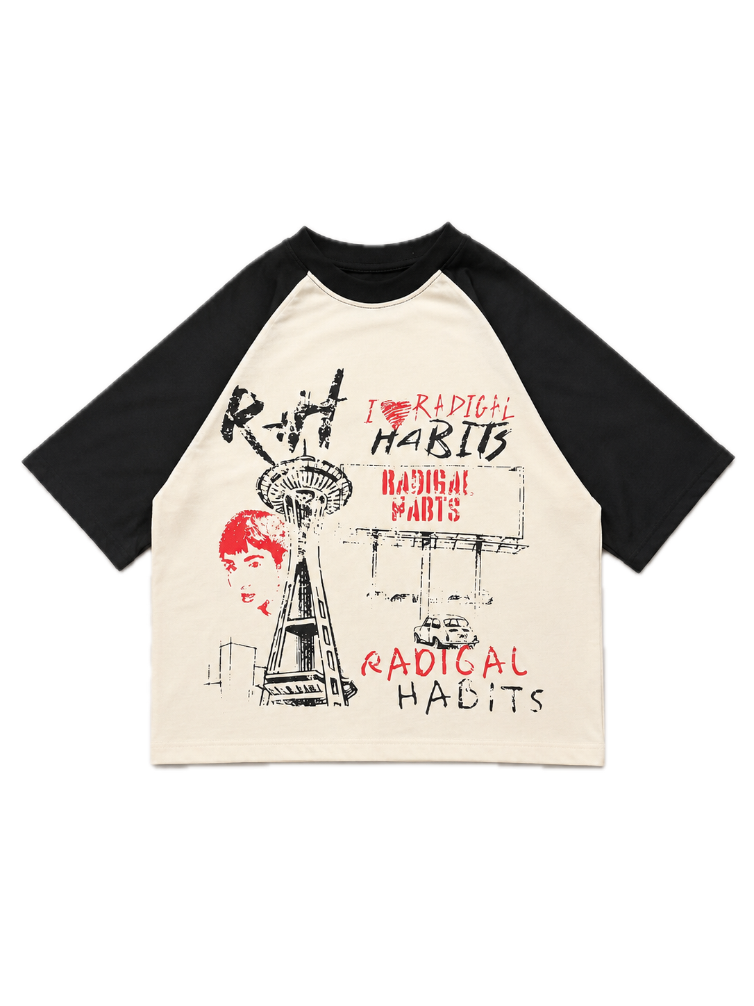 CREAM AND BLACK CITY TEE