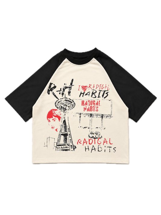 CREAM AND BLACK CITY TEE